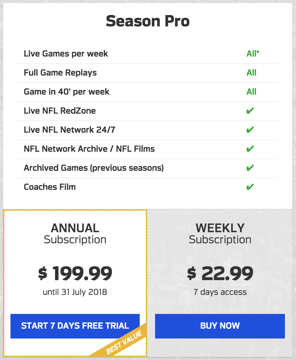 nfl game pass free subscription